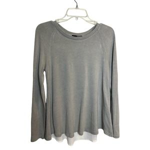 Lulus XS Womens Sweater Grey Boho Open Back with White Knit